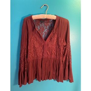 American eagle burgundy blouse